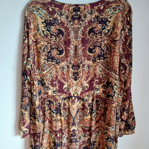 J Jill Paisley Tunic Blouse Top Lightweight Long Sleeve Travel Office - Picture 11 of 14